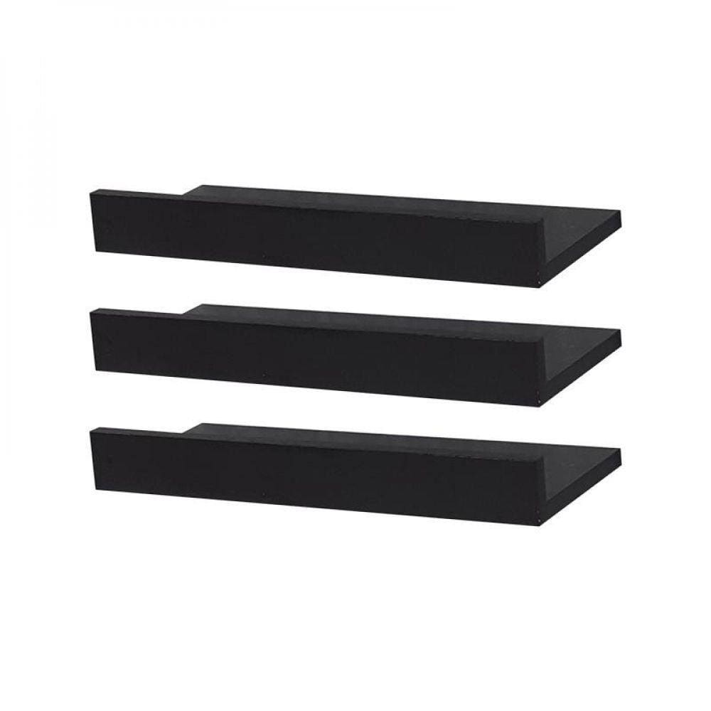 Kit 2 Prateleiras Porta Quadros 30 x 15cm Preta