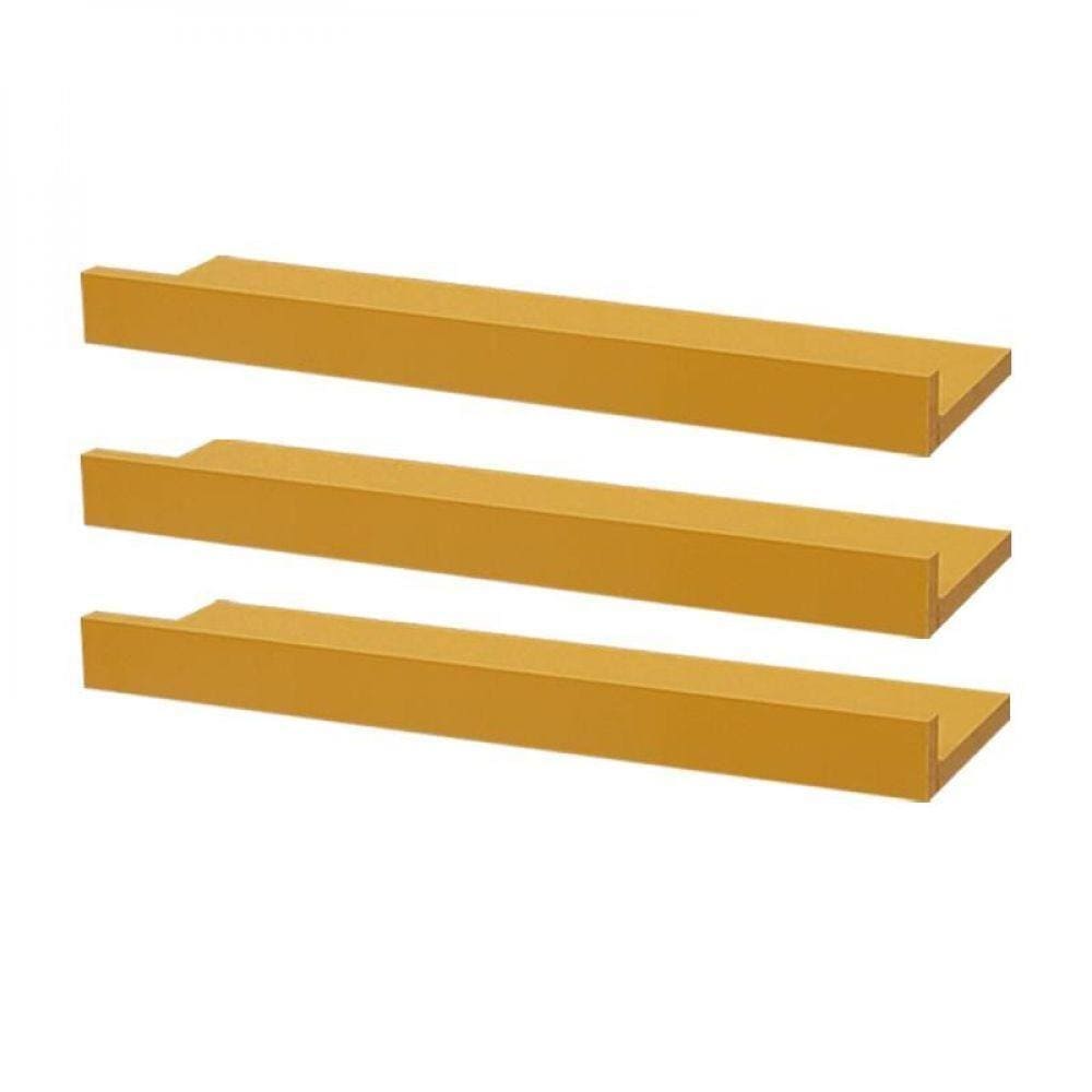 Kit 3 Prateleiras Porta Quadros 30 x 10cm Amarela