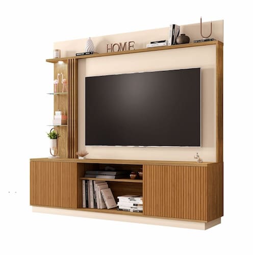 imagem-Home para TV até 65 Polegadas Atlanta Ripado Cinamomo Off White Bechara - Branco