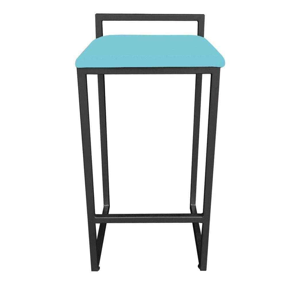 Banqueta Alta Lavínia Suede Base Preto Azul Turquesa