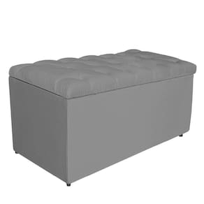 Calçadeira Estofada Liverpool 90cm Solteiro Corano Cinza