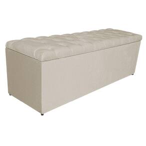 Calçadeira Estofada Liverpool 160cm Queen Size Suede Bege