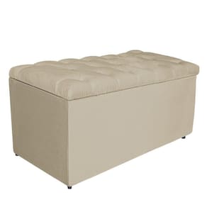 Calçadeira Estofada Liverpool 90cm Solteiro Corano Bege