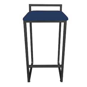 Banqueta Alta Lavínia Suede Base Preto Azul Marinho