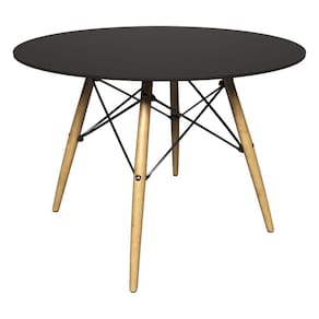 Mesa Sala de Jantar Gustave Redonda Tampo Base Madeira Preto