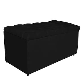 Calçadeira Estofada Liverpool 90cm Solteiro Corano Preto