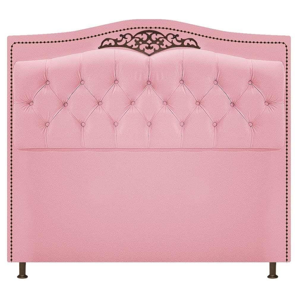 Cabeceira Estofada Yasmim 160 cm Queen Size Suede Rosa Bebê
