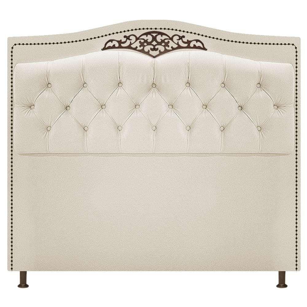 Cabeceira Estofada Yasmim 140 cm Casal Suede Bege