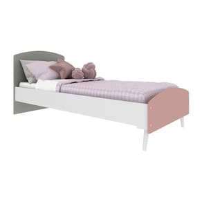 Cama Solteiro Mdf Doçura Multimóveis Branco Cinza Rosa