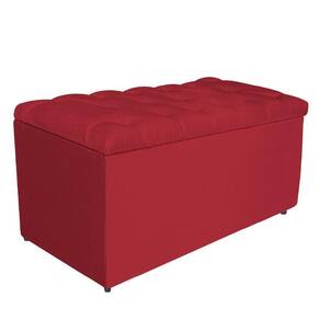 Calçadeira Estofada Liverpool 90cm Solteiro Suede Vermelho