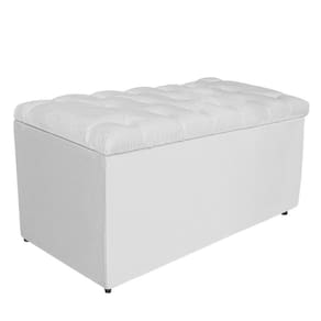 Calçadeira Estofada Liverpool 90cm Solteiro Corano Branco