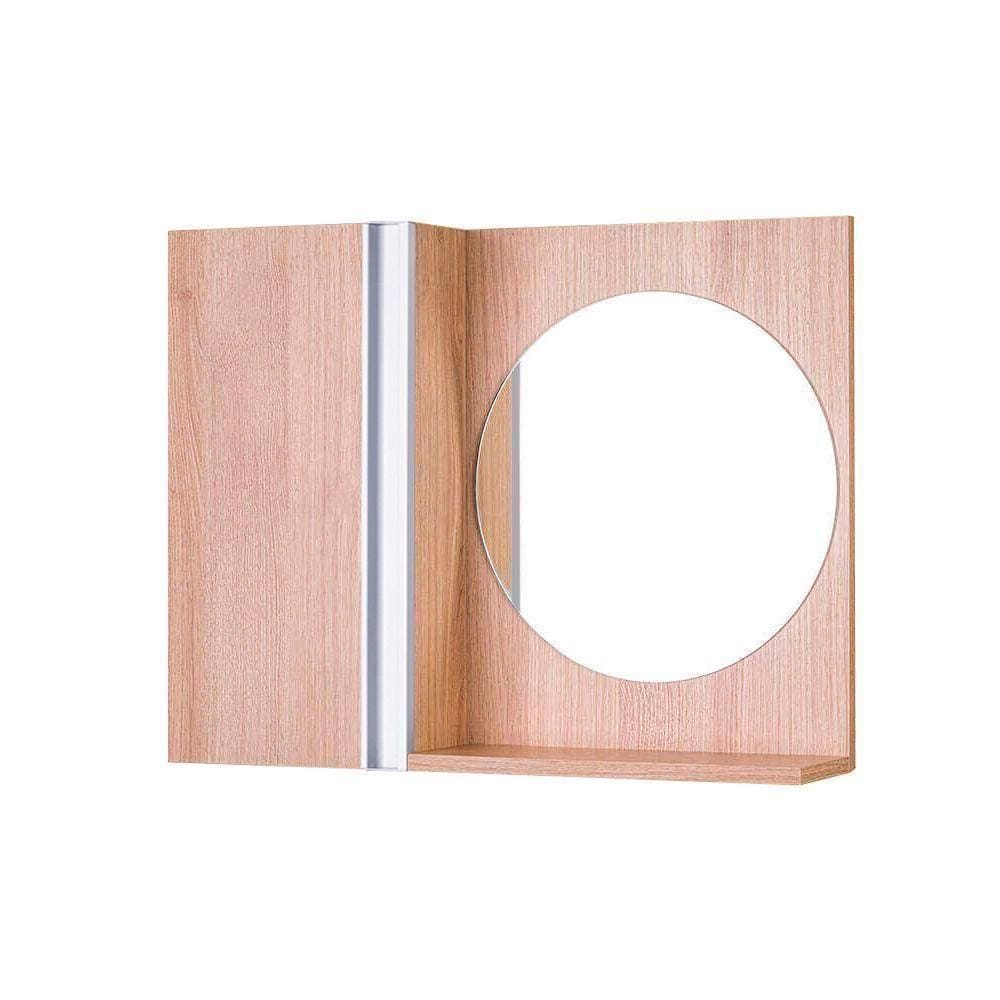 Armário Banheiro com Espelho Redondo Carvalho Barra Vertical