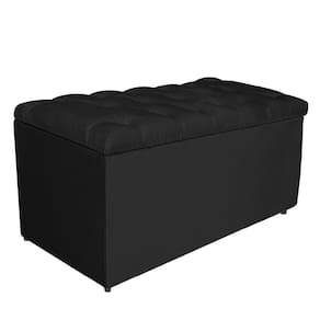Calçadeira Estofada Liverpool 90cm Solteiro Suede Preto