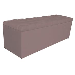 Calçadeira Estofada Liverpool 195cm King Size Linho Rosê