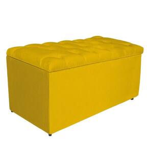 Calçadeira Estofada Liverpool 90cm Solteiro Suede Amarelo