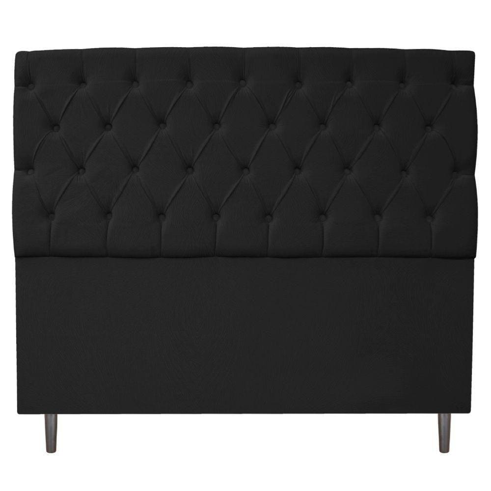 Cabeceira Estofada Liverpool 140 cm Casal Suede Preto