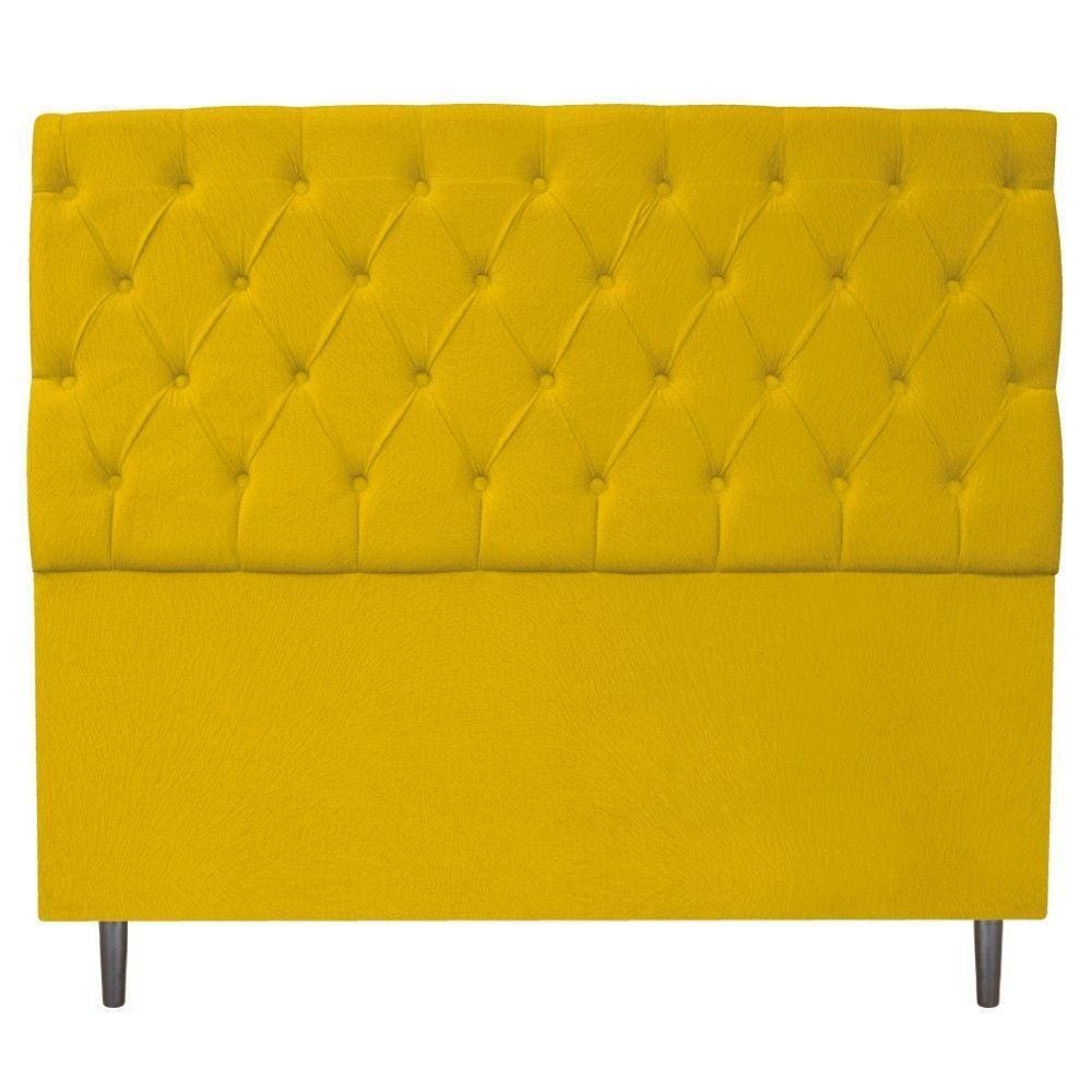 Cabeceira Estofada Liverpool 140 Cm Casal Suede Amarelo - Adj Decor