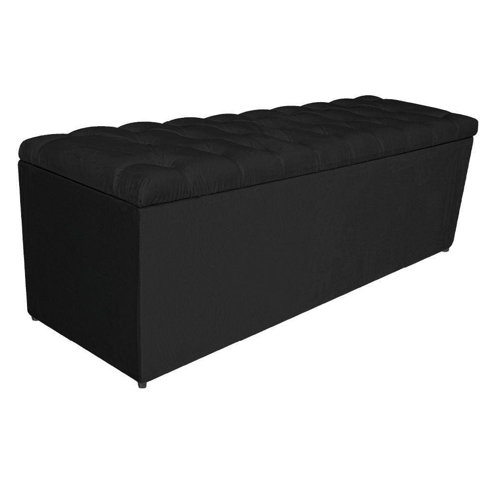 Calçadeira Estofada Liverpool 160cm Queen Size Suede Preto