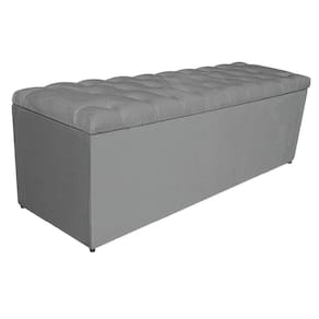 Calçadeira Estofada Liverpool 160cm Queen Size Suede Cinza
