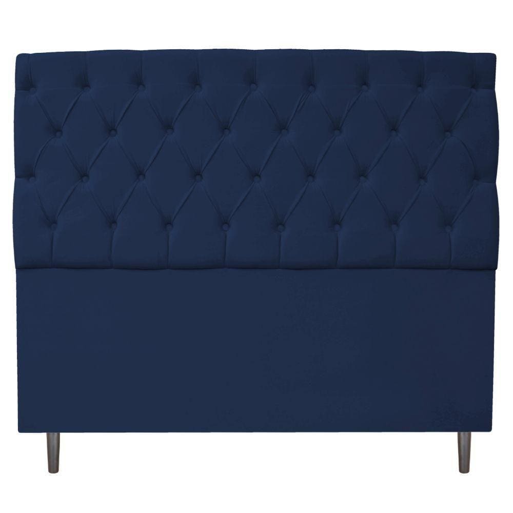 Cabeceira Estofada Liverpool 140 Cm Casal Suede Azul Marinho