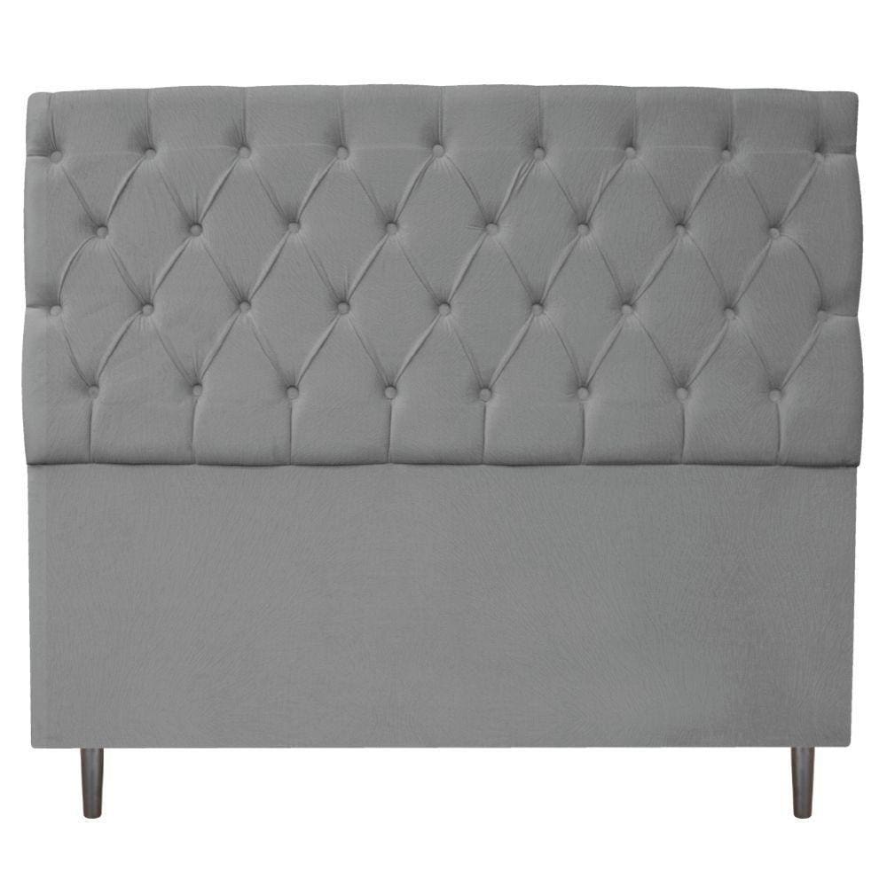 Cabeceira Casal Estofada Liverpool 140 cm Suede Cinza