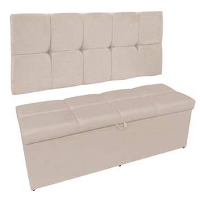 Kit Calçadeira e Painel Nina 160 Cm Suede D´rossi Bege