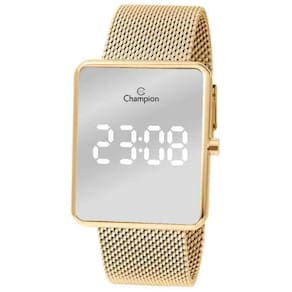 Relógio Champion Led Dourado Espelhado CH40080B
