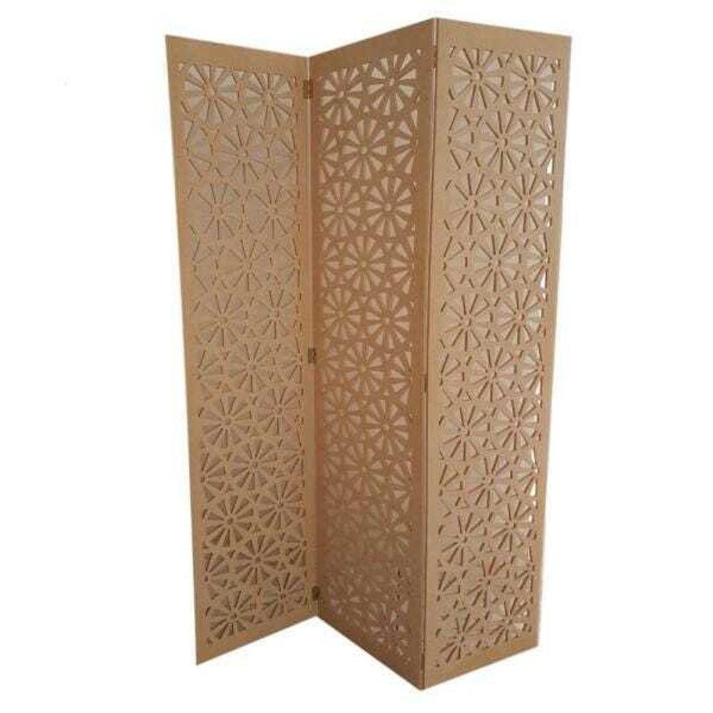 Biombo 3 Folhas 129X180cm Mdf Modelo 12 Cru Vazado