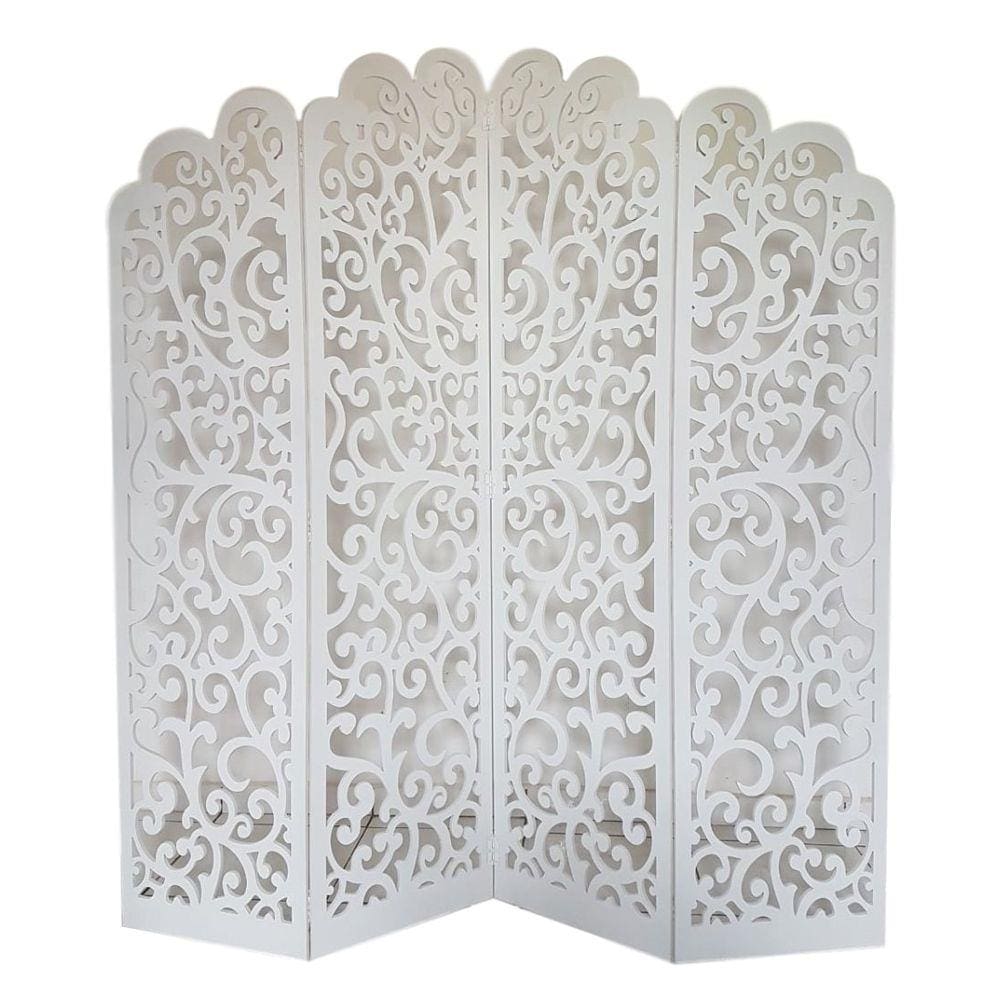 Biombo 4 Folhas 172X180cm Mdf Modelo 21 Branco Vazado