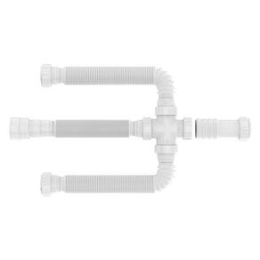 Kit Conexão Sifão Tubo Extensivo Branco p/Cuba Tripla Blukit