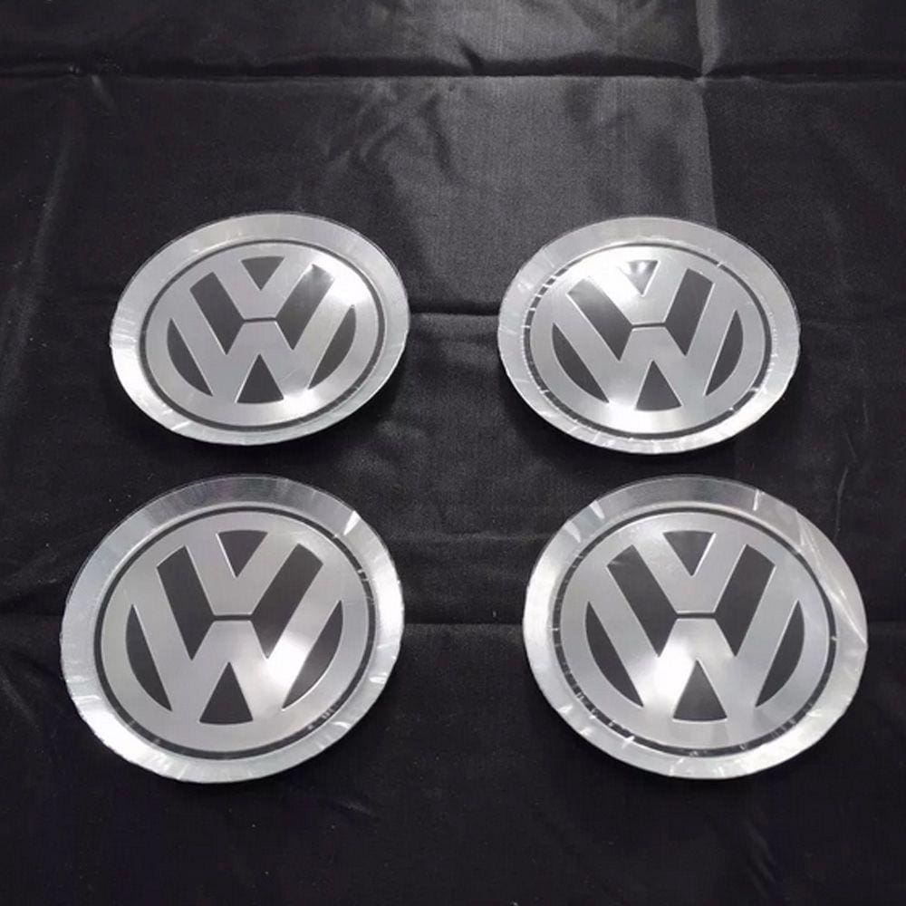 Jogo Emblema Volkswagen Alumínio Tampa Jetta Roda Liga 78mm