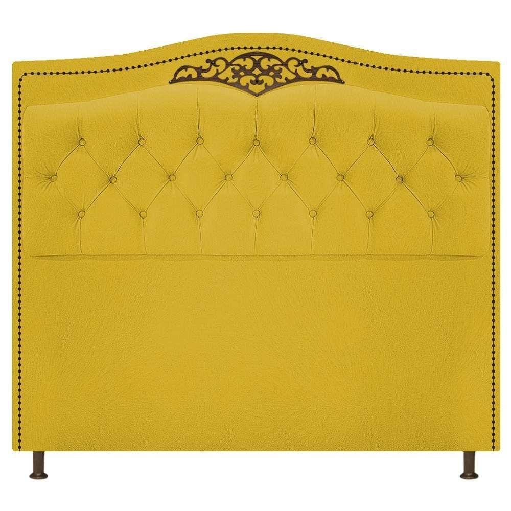 Cabeceira Estofada Yasmim 195cm King Size Suede Amarelo
