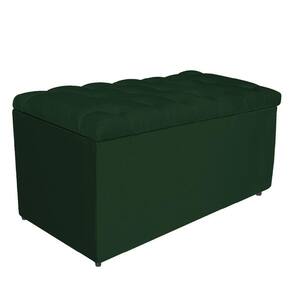 Calçadeira Estofada Liverpool 90cm Solteiro Suede Verde
