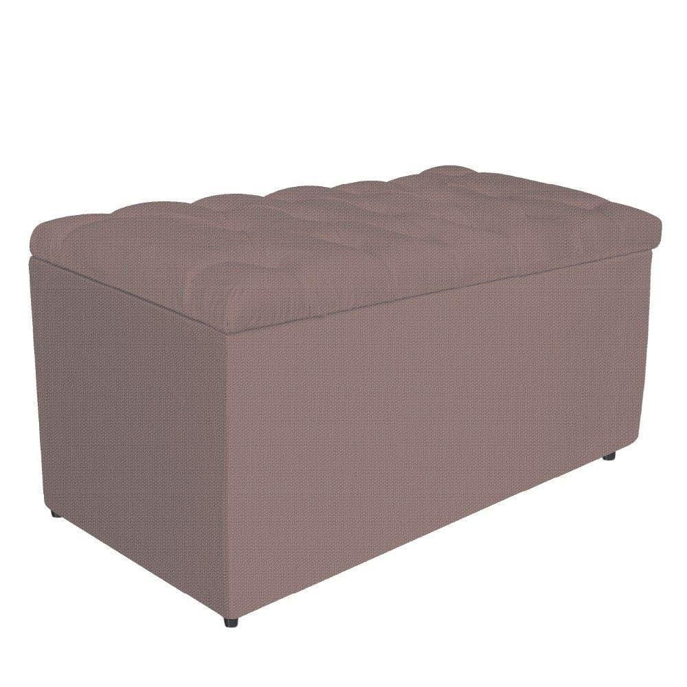 Calçadeira Estofada Liverpool 90cm Solteiro Linho Rosê