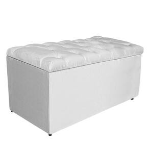 Calçadeira Estofada Liverpool 90cm Solteiro Suede Branco