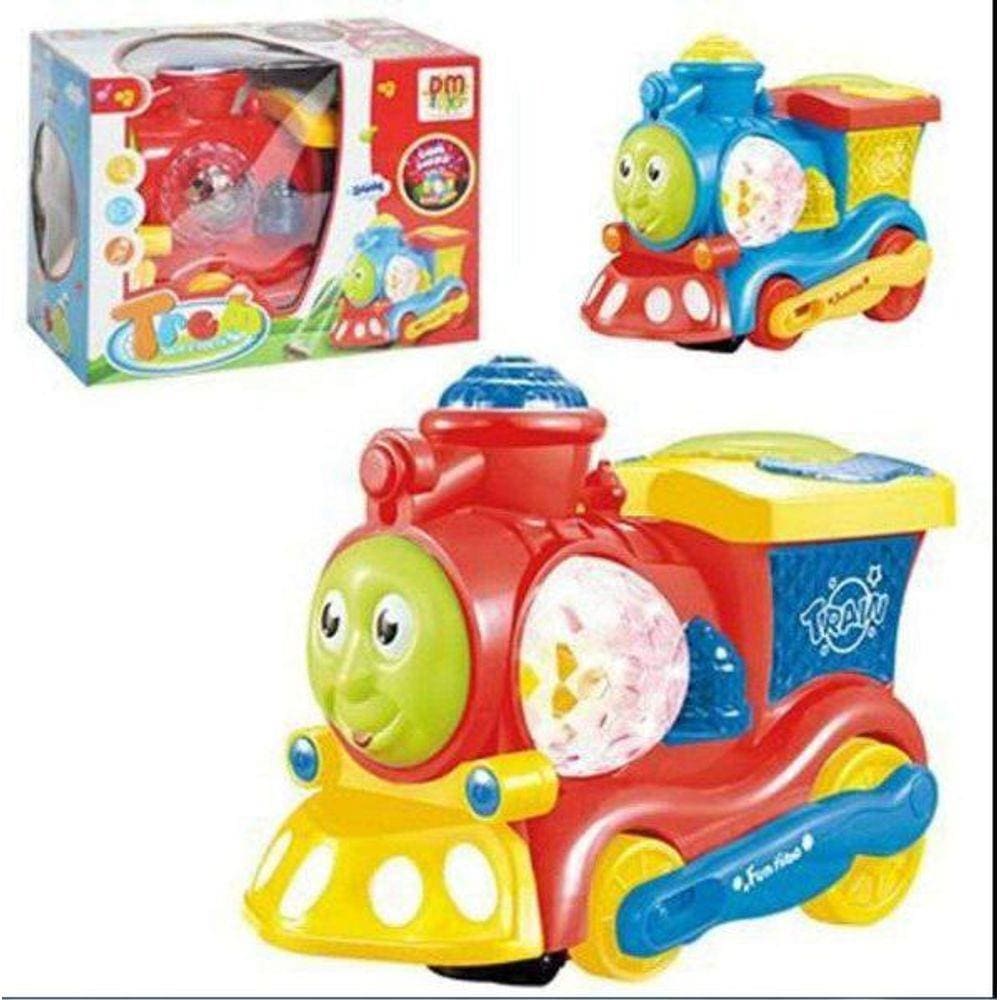 Brinquedo Trem Trenzinho Projeta Imagem Dinossauro Colorido Bate e Volta Com Som e Luz + Globo Giratório