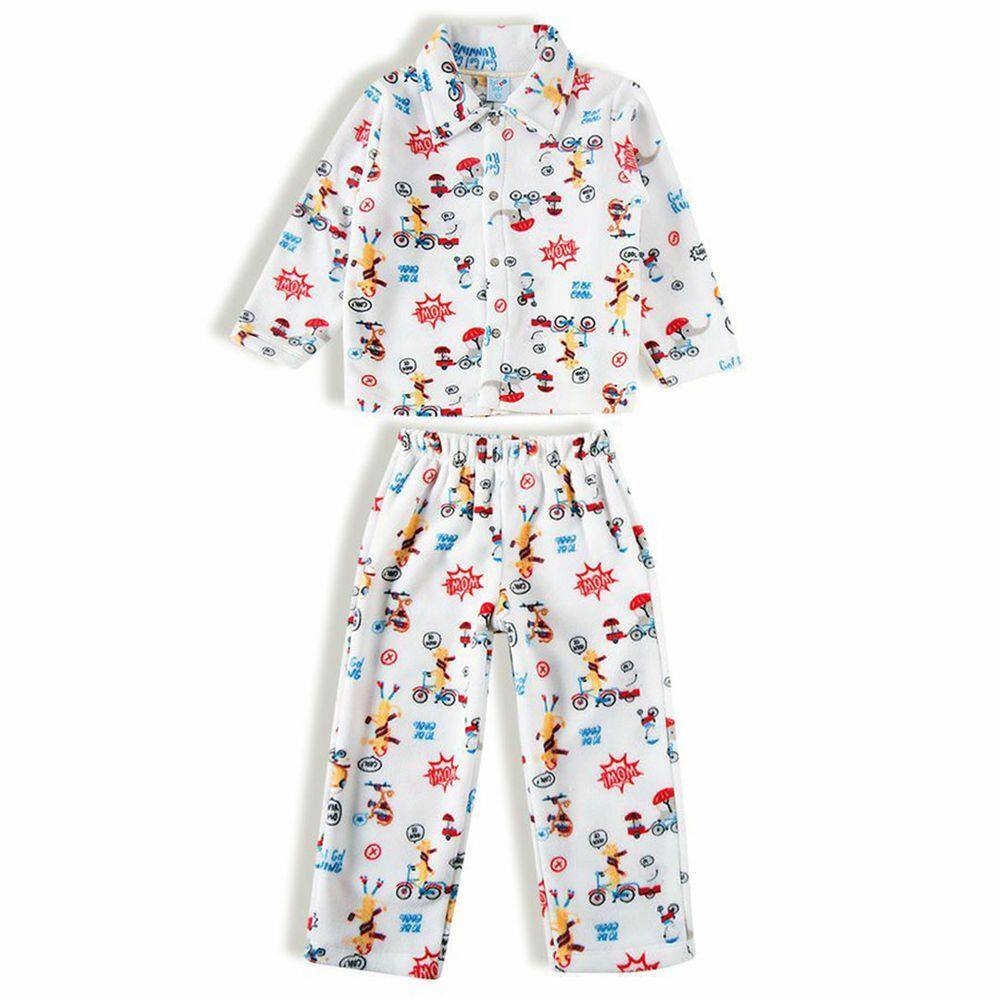 Pijama Infantil Longo Soft Cartoon Off White Tip Top