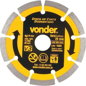 Disco Diamantado 110Mm V3 Furo 20 Vonder 1268300000