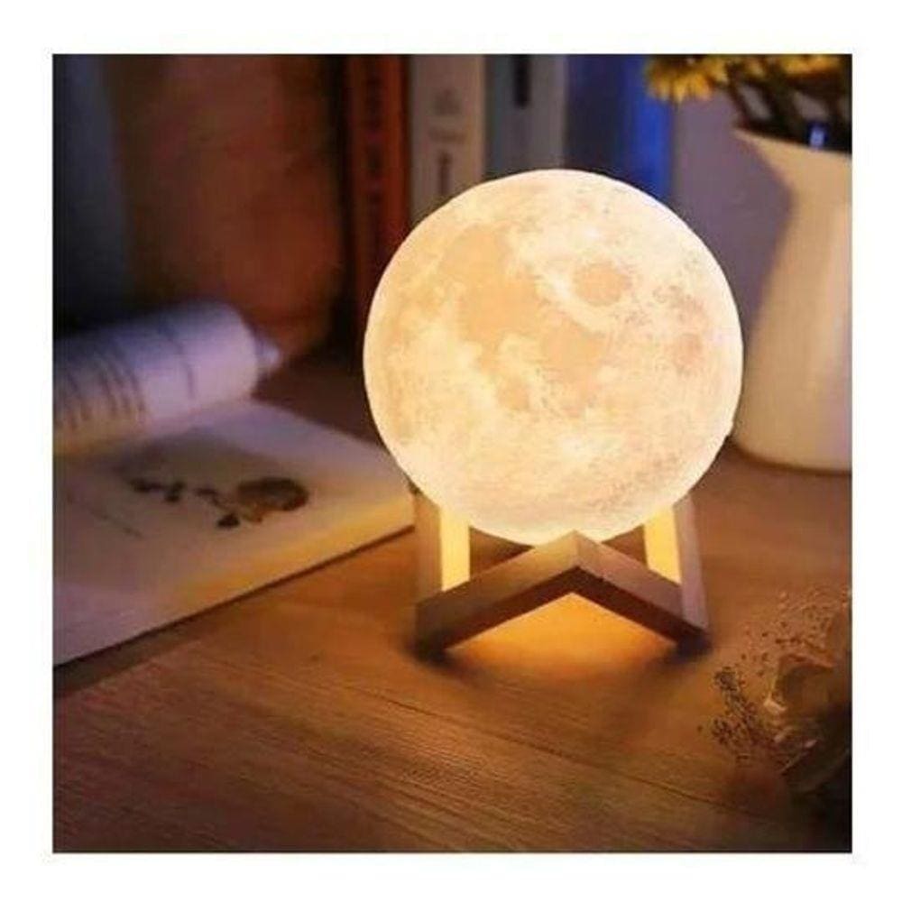 Luminária Lua 3D Led Abajur Decoração Quarto - Branca