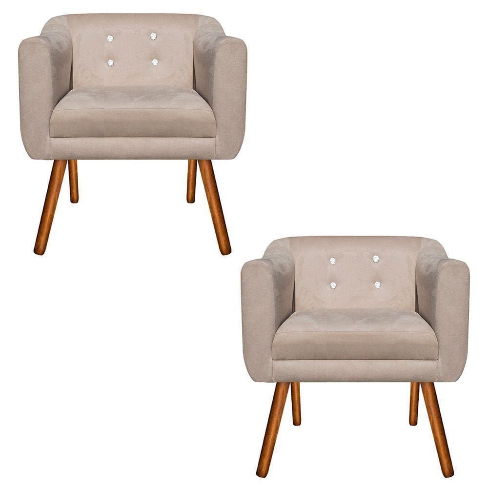 Kit 02 Poltronas Julia Suede Bege