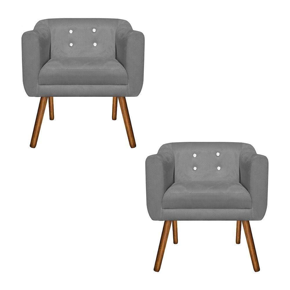 Kit 02 Poltronas Julia Suede Grafite