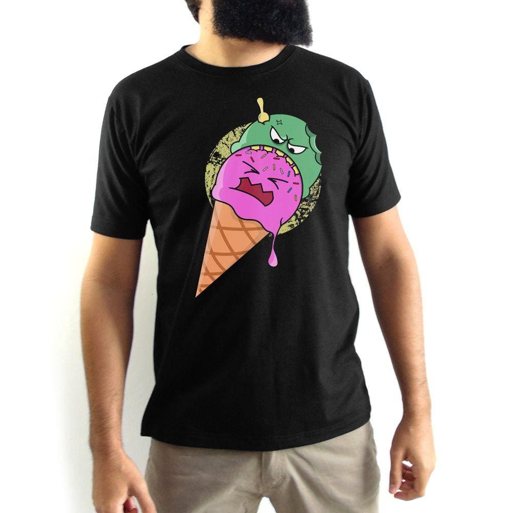 Camiseta Masculina Sorvete Zumbi Preta