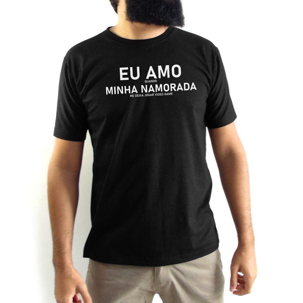 Camiseta Masculina Preta Eu Amo Minha Namorada