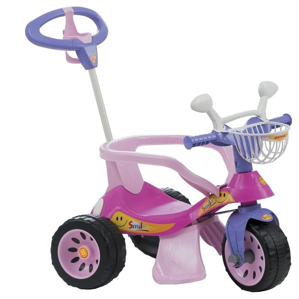 Carrinho Infantil Passeio Com Empurrador Super Cross Biemme Rosa