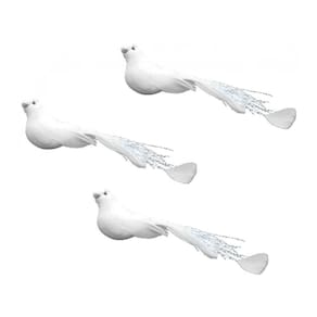 kit 3 Pombinhas Brancas 13cm Enfeite Natal - Magizi - 13cm - Branco
