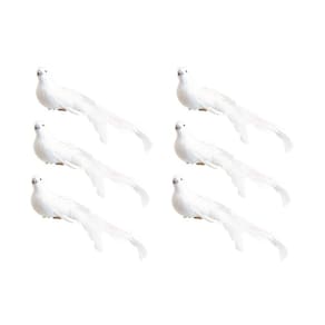 Kit Pomba Branca Plumas 17cm 6 Unidades Enfeite Natal - Magizi