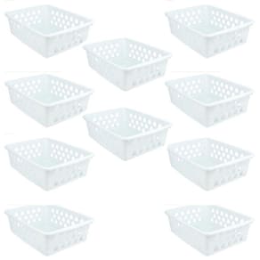 Kit 10 Cesto Organizador Multiuso Grande G Branco Uninjet