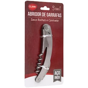 Abridor De Garrafas 3 Em 1 Em Inox Ck4451 Clink