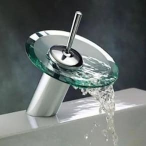 Torneira Banheiro Misturador Monocomando Cascata Vidro