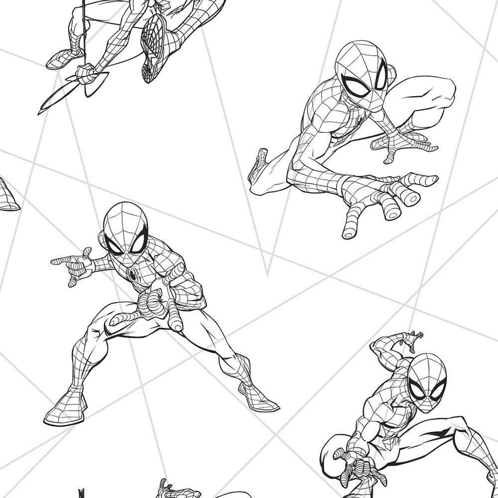 Papel de Parede Homem Aranha Branco e Preto + Cola | 0940